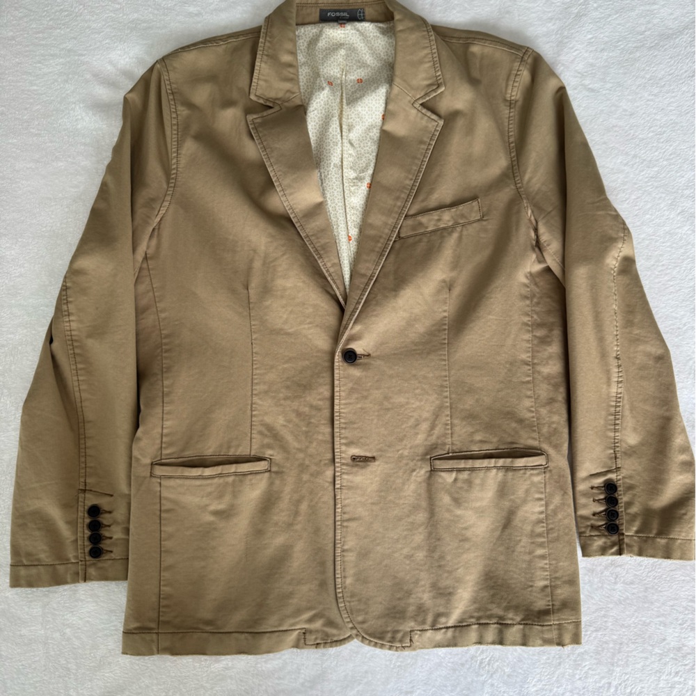 Fossil Men's Khaki Blazer Single Breasted